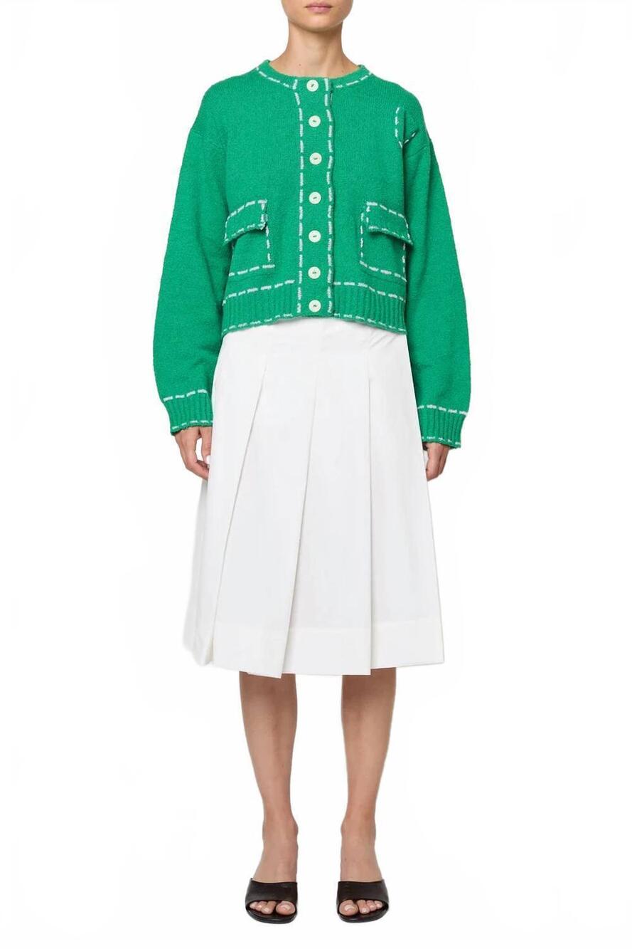 NEW ATELIER DELPHINE lottie boucle cotton sweater in green and lilac